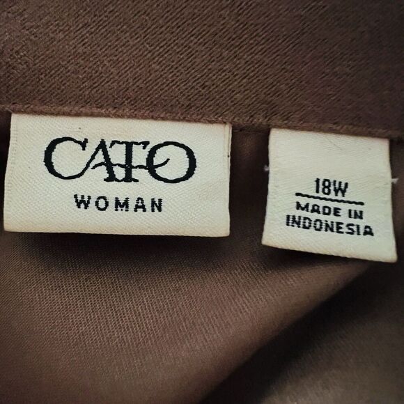 Cato Brown Soft Lightweight Textured Zip up Jacket Plus Size 18W - Picture 9 of 11